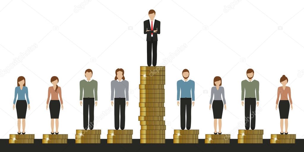 gap between rich and poor work finance concept with coins