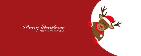 Roztomilý sobi vypadá za rohem legrační vánoční design — Stockový vektor
