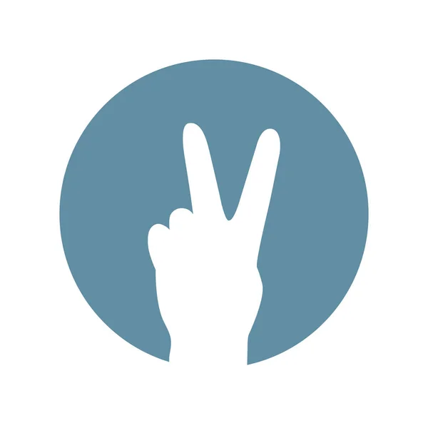 孤立した円の中で人間の手の平和の象徴 — ストックベクタ