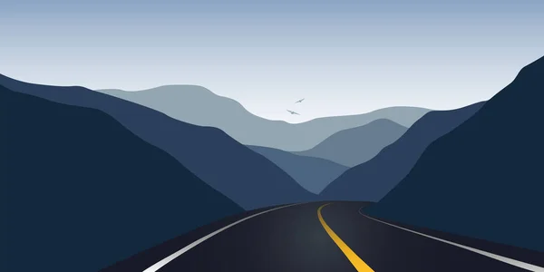 Asfaltová dálnice mezi horami cestovní krajina — Stockový vektor