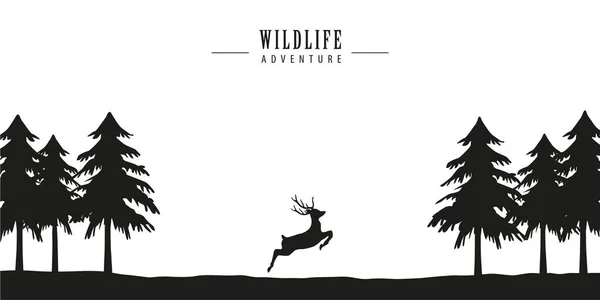 Ciervos aventura de vida silvestre en el bosque — Vector de stock