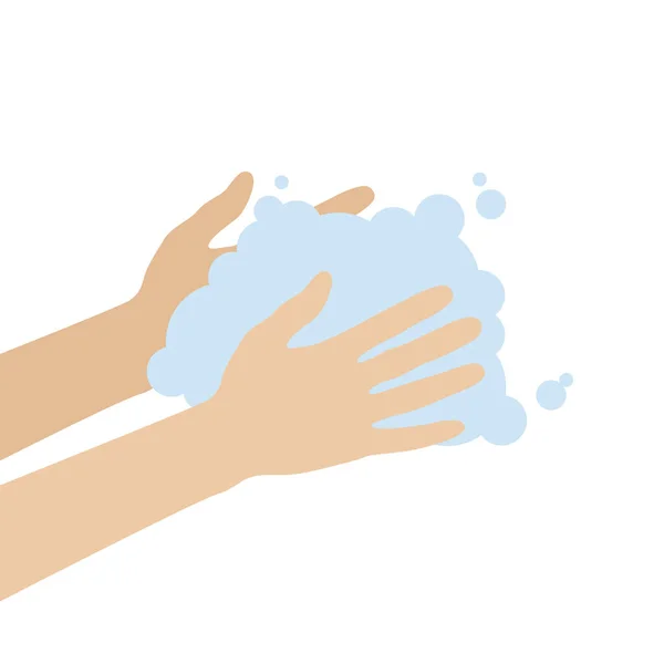 Washing hand with soap hygiene cartoon — Stock Vector