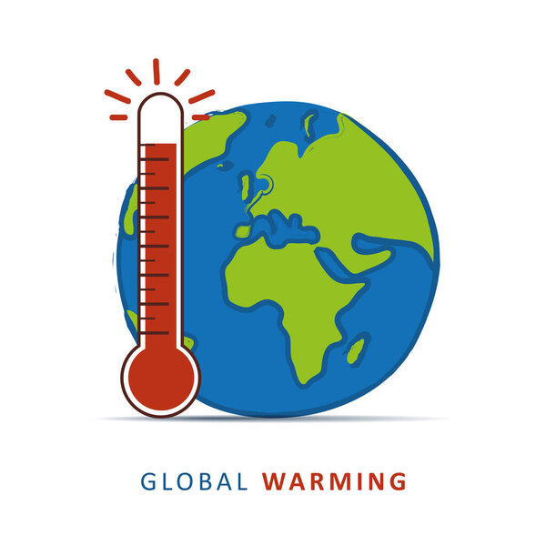 global warming heat thermometer and earth