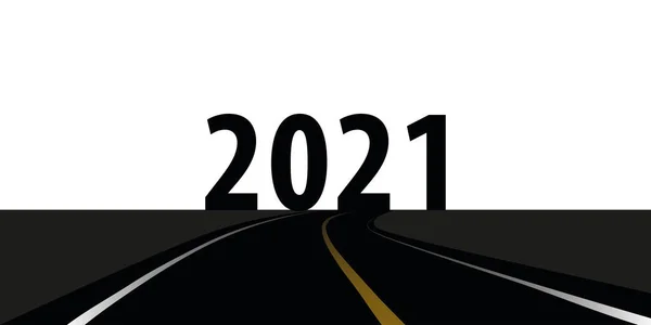 Ασφαλτοστρωμένος δρόμος 2021 σε λευκό φόντο — Διανυσματικό Αρχείο