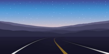 Geceleyin asfalt yol dağları
