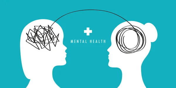Duševní zdraví žena mozek silueta psychoterapie koncept — Stockový vektor