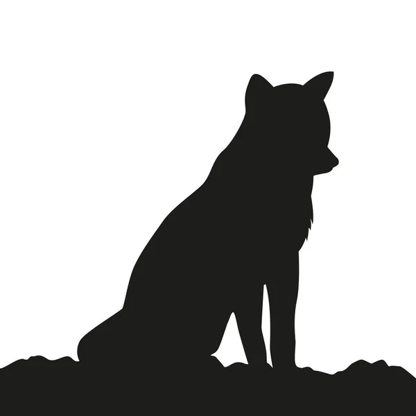 Jong wolf silhouet op witte achtergrond — Stockvector