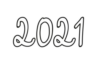 2021 yazı tipi beyaz arkaplanda izole edildi