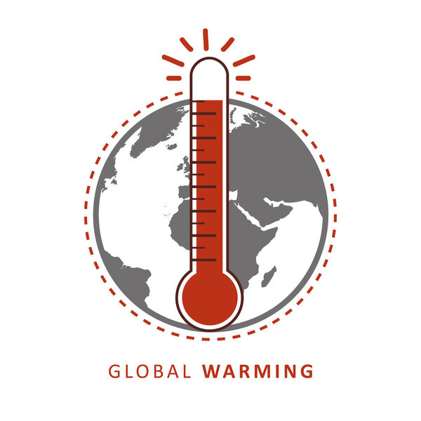 global warming heat thermometer and earth