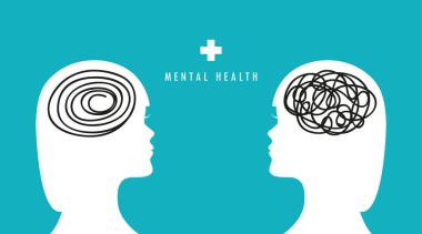 Ruh sağlığı konsepti kadın beyin silueti