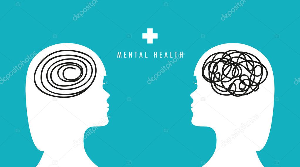 mental health concept woman brain silhouette