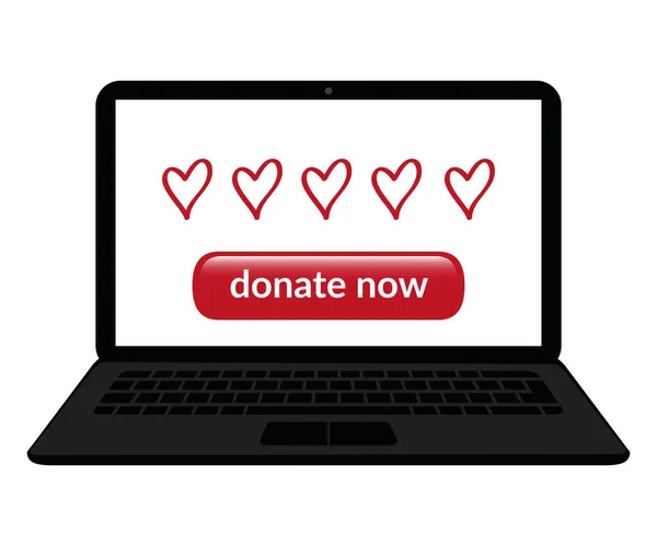 Appel de don sur un écran d'ordinateur portable faire un don en ligne — Image vectorielle