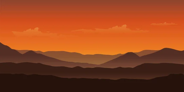 Sonnenuntergang in der Berglandschaft in orangen Farben — Stockvektor