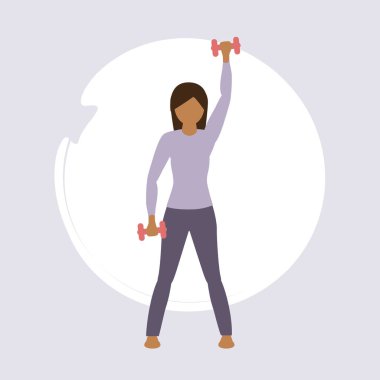 Kız halterle egzersiz yapıyor sağlıklı yaşam tarzı fitness tasarımı