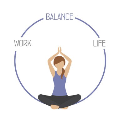 Yogacı kız yaşam denge çemberi sağlıklı yaşam tarzı üzerinde çalışıyor.