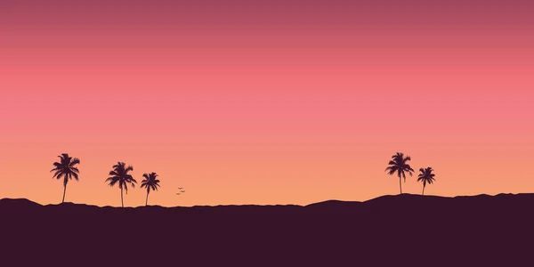 Paysage tropical bannière de vacances avec palmiers — Image vectorielle