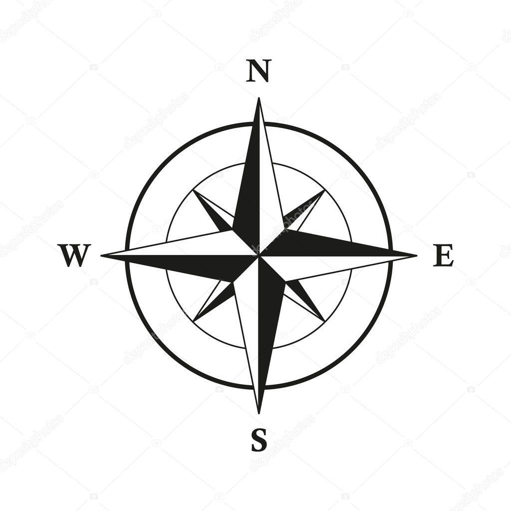 basic compass wind rose isolated on white background