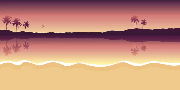 Lila Paradies Palmen Strand Landschaft Sommer Hintergrund — Stockvektor