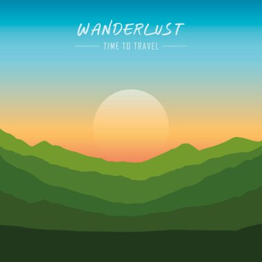 Gezgin yeşil dağ manzarası Kopya alanı ile