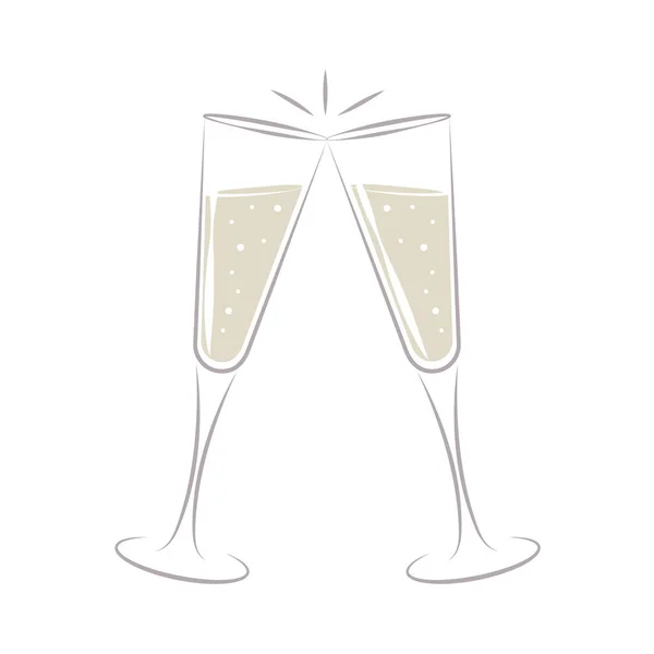 Toasting avec champagne célébration design sur blanc — Image vectorielle