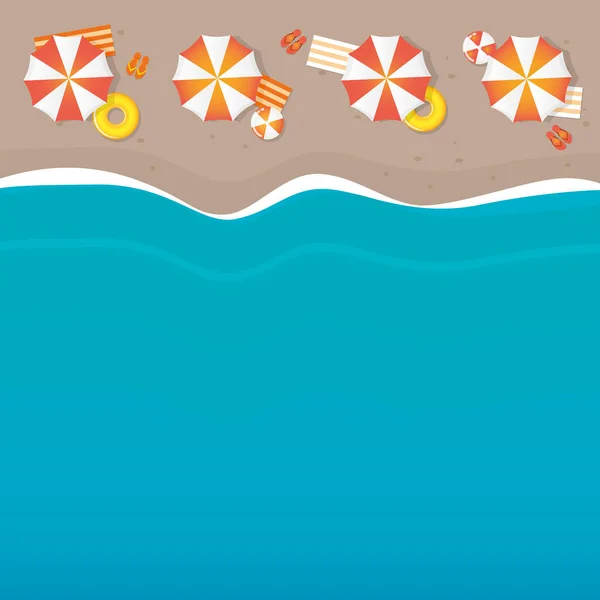 Vacances d'été sur le parasol de plage et fond de vague — Image vectorielle