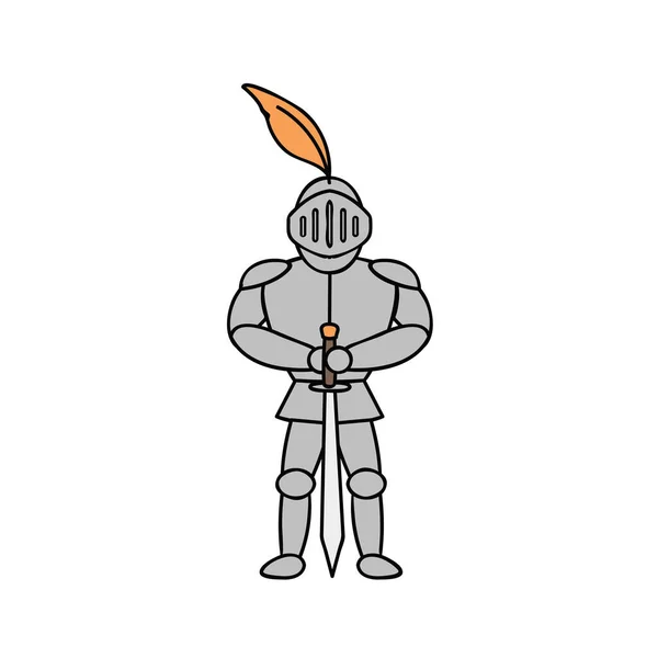 Cavaleiro em armadura ilustração sobre fundo branco —  Vetores de Stock