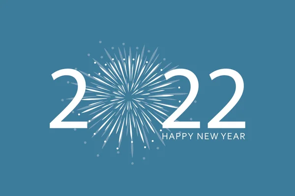 Wit gelukkig nieuwjaar 2022 typografie met vuurwerk — Stockvector