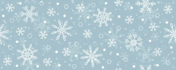 Boże Narodzenie płynny płatek śniegu i tło gwiazdy na niebieskim — Wektor stockowy