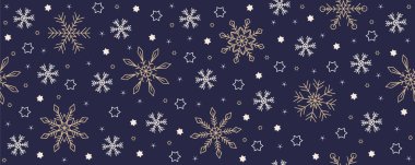 Noel aralıksız kar taneleri ve mavi arka plan yıldızları