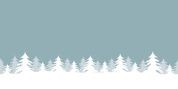 Azul invierno paisaje abeto frontera con nieve — Vector de stock
