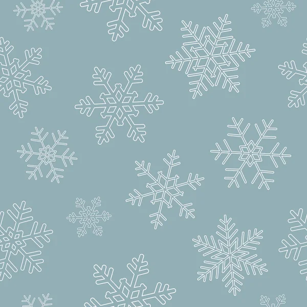 Blaue und weiße nahtlose Muster Schneeflocke Hintergrund — Stockvektor