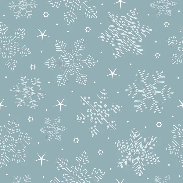 Fondo de copo de nieve patrón sin costura azul y blanco — Vector de stock