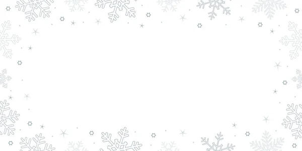 Blauw grijs kerstmis sneeuwvlok rand op witte achtergrond — Stockvector