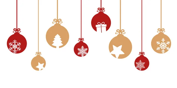 Natal bauble decoração com flocos de neve estrelas e presente — Vetor de Stock