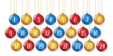 Yeni yıl toplarını asan takvim izole edilmiş vektör illüstrasyonu