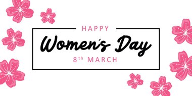 Kadınlar Günü 8 Mart tebrik kartı kiraz çiçeği vektör çizim Eps10 ile