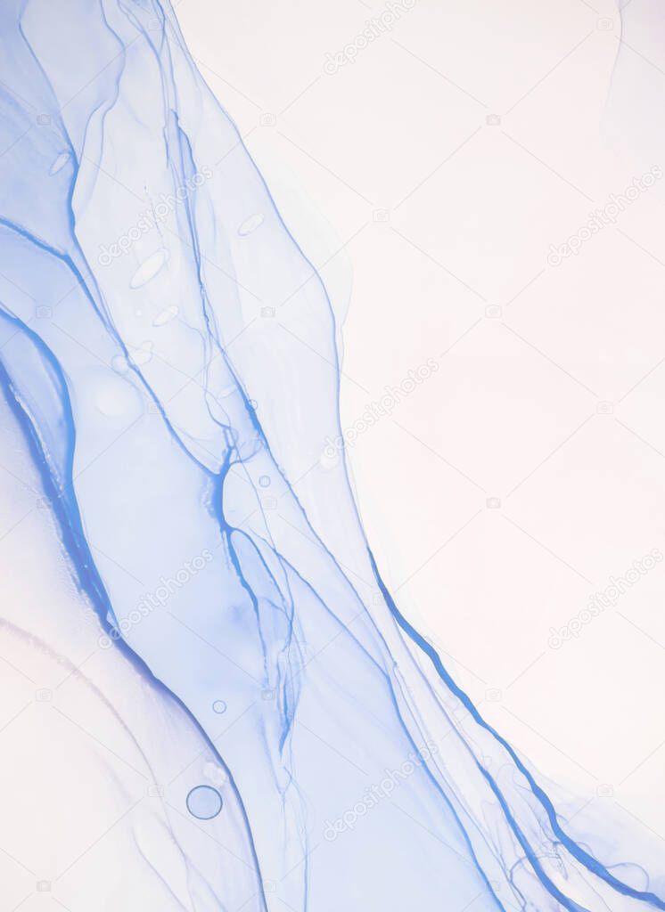 Abstract contemporary art fluid. Alcohol ink colors translucent. Marble card presentation, flyer, invitation card. Tender decoration isolated on white background.