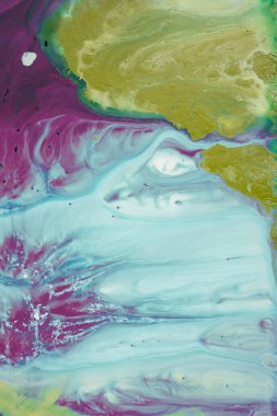 Soyut akrilik resim. Mermer mavisi soyut arkaplan. Sıvı mermer deseni. Karışık mavi ve yeşil boyalarla el boyası arka plan. Modern sanat.