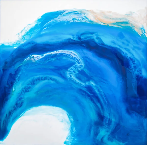 추상적 에테르 파란색 흰색의 소용돌이 에폭시 그림의 일부이다 수준의 현대적 — 스톡 사진