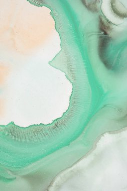 Soyut akrilik resim. Mermer mavisi soyut arkaplan. Sıvı mermer deseni. Karışık mavi ve yeşil boyalarla el boyası arka plan. Modern sanat.