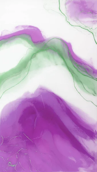 Flytande Texturfärg Modern Konst Bakgrund Abstrakt Epoxyhartsmålning Gröna Vågor Med — Stockfoto