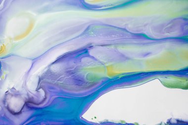 Soyut akrilik resim. Mermer mavisi soyut arkaplan. Sıvı mermer deseni. Karışık mavi ve yeşil boyalarla el boyası arka plan. Modern sanat.
