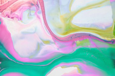 Soyut akrilik resim. Mermer mavisi soyut arkaplan. Sıvı mermer deseni. Karışık mavi ve yeşil boyalarla el boyası arka plan. Modern sanat.