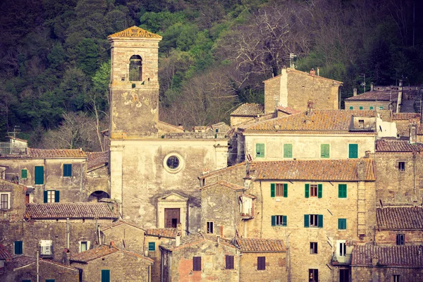 Sorano, Toskana günbatımı manzarası — Stok fotoğraf