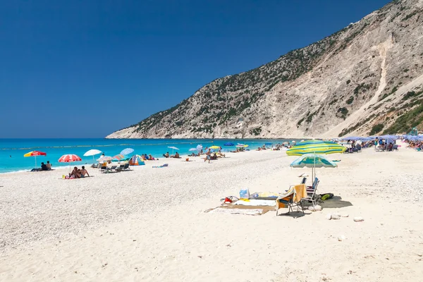 Strand van Myrtos, Kefalonia, Griekenland — Stockfoto