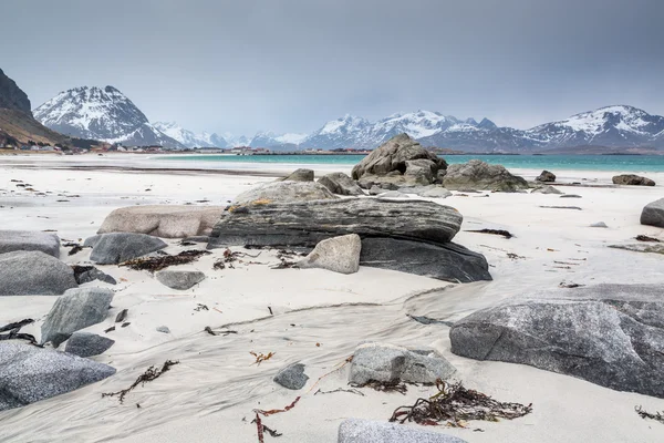 Ramberg beach, Lofoten ostrovy, Norsko — Stock fotografie