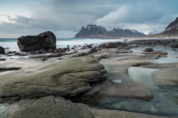 Utakleiv beach, Vestvagoy island, Lofoten islands, Norway — Stock Photo, Image