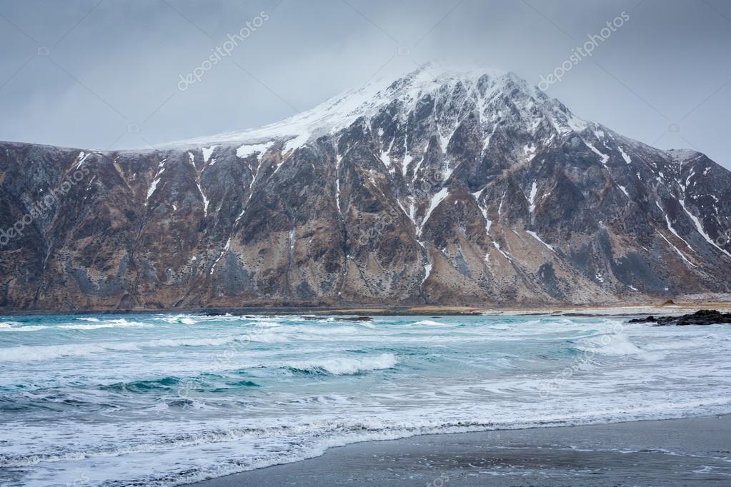 Flakstad Strand, Flakstadoy Insel, Lofoten Inseln, Norwegen — Stockfoto