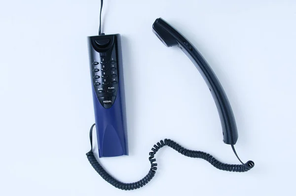 Retro Telefoon Met Drukknop Een Telefoonontvanger Een Draad Witte Achtergrond — Stockfoto