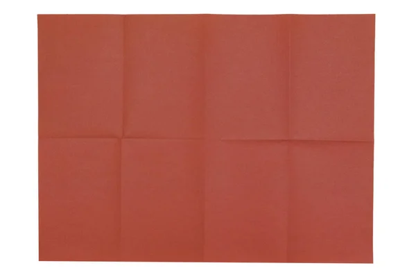 Ένα Λευκό Φύλλο Από Κόκκινο Καφέ Χαρτί Πτυχώσεις Κάθετα Και — Φωτογραφία Αρχείου
